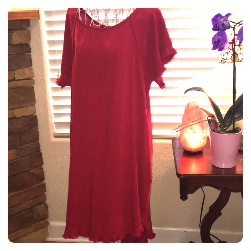 Ungee linen mini uneven hem dress